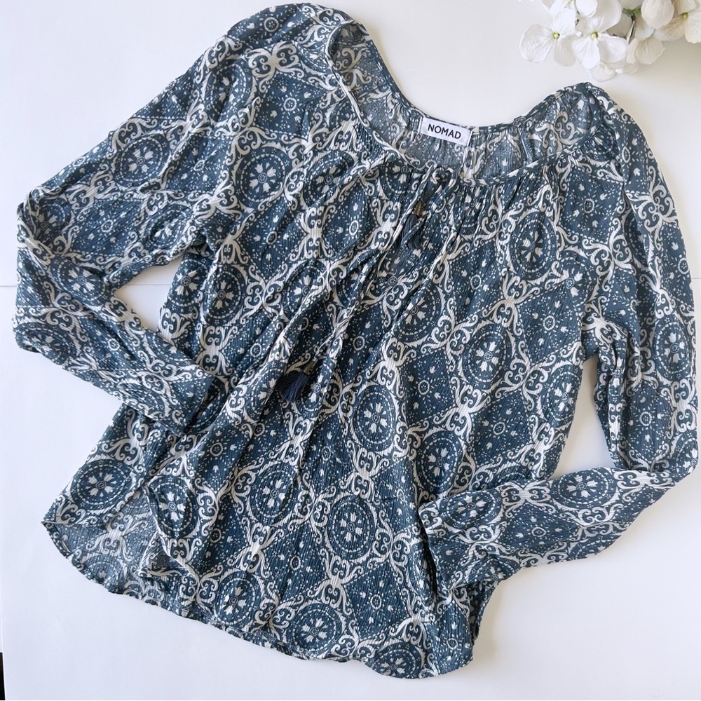 Nomad Blue Peasant Top